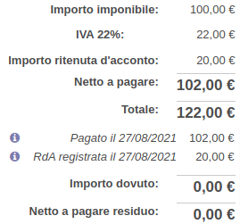 Pagamento ritenuta