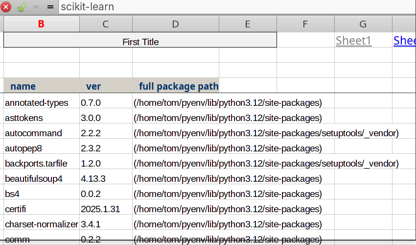 Sample multisheets spreadsheet
