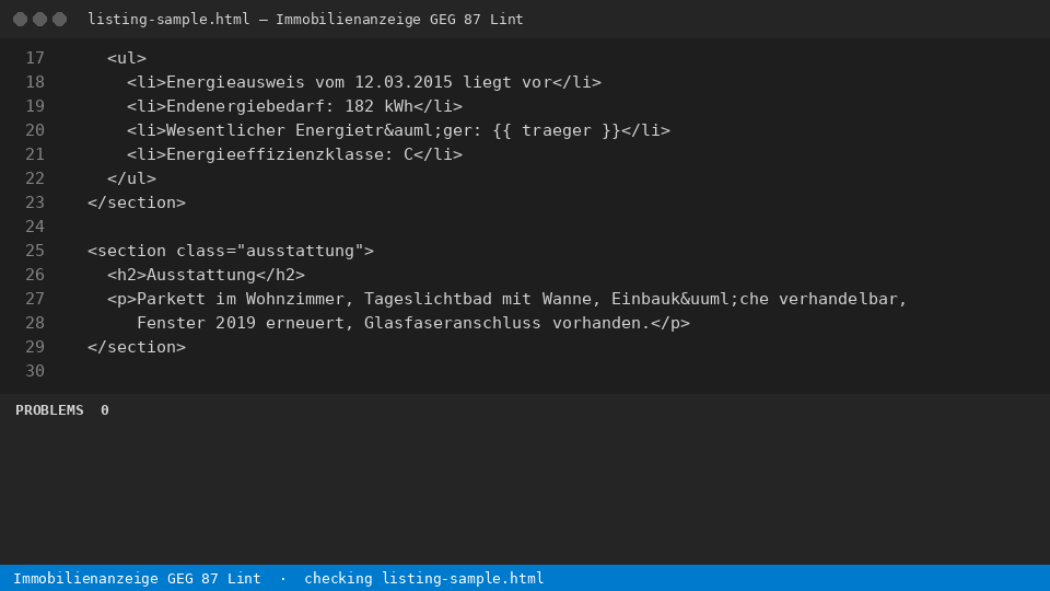 Immobilienanzeige GEG 87 Lint — finds the line