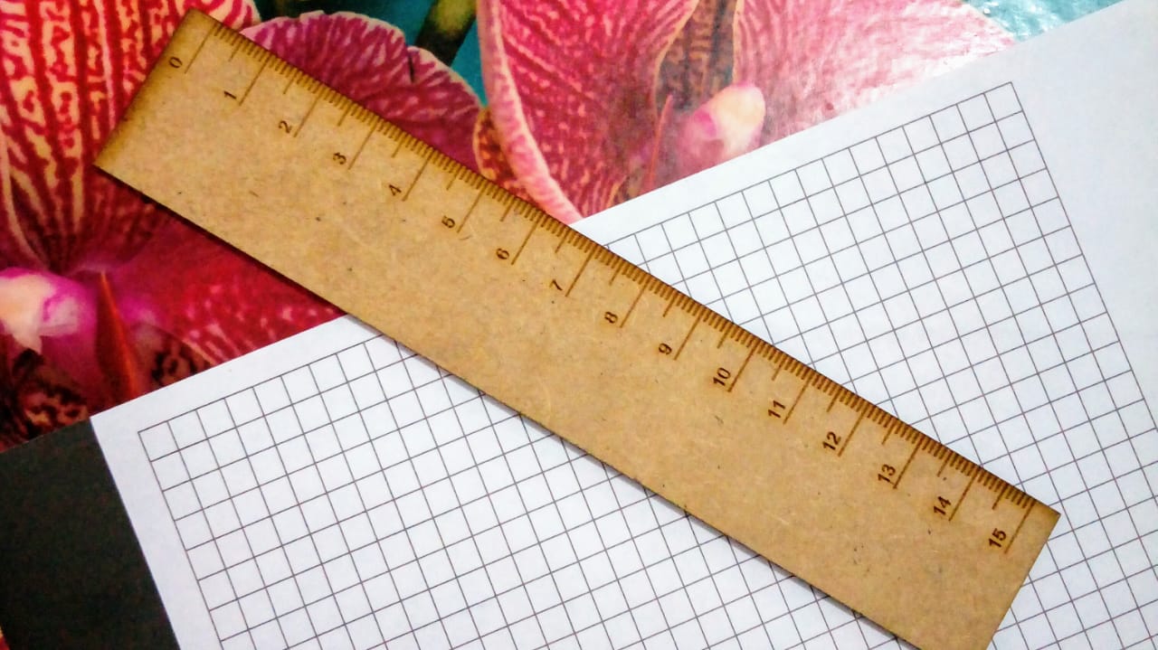 Ruler that has been manufactured from a dxf produced by this script.