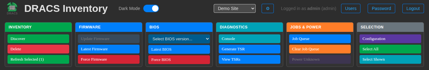 Action buttons — single host selected