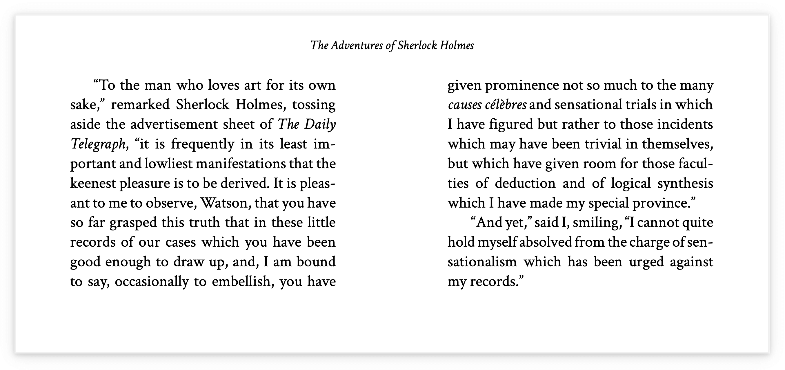 Sample document with two columns of text