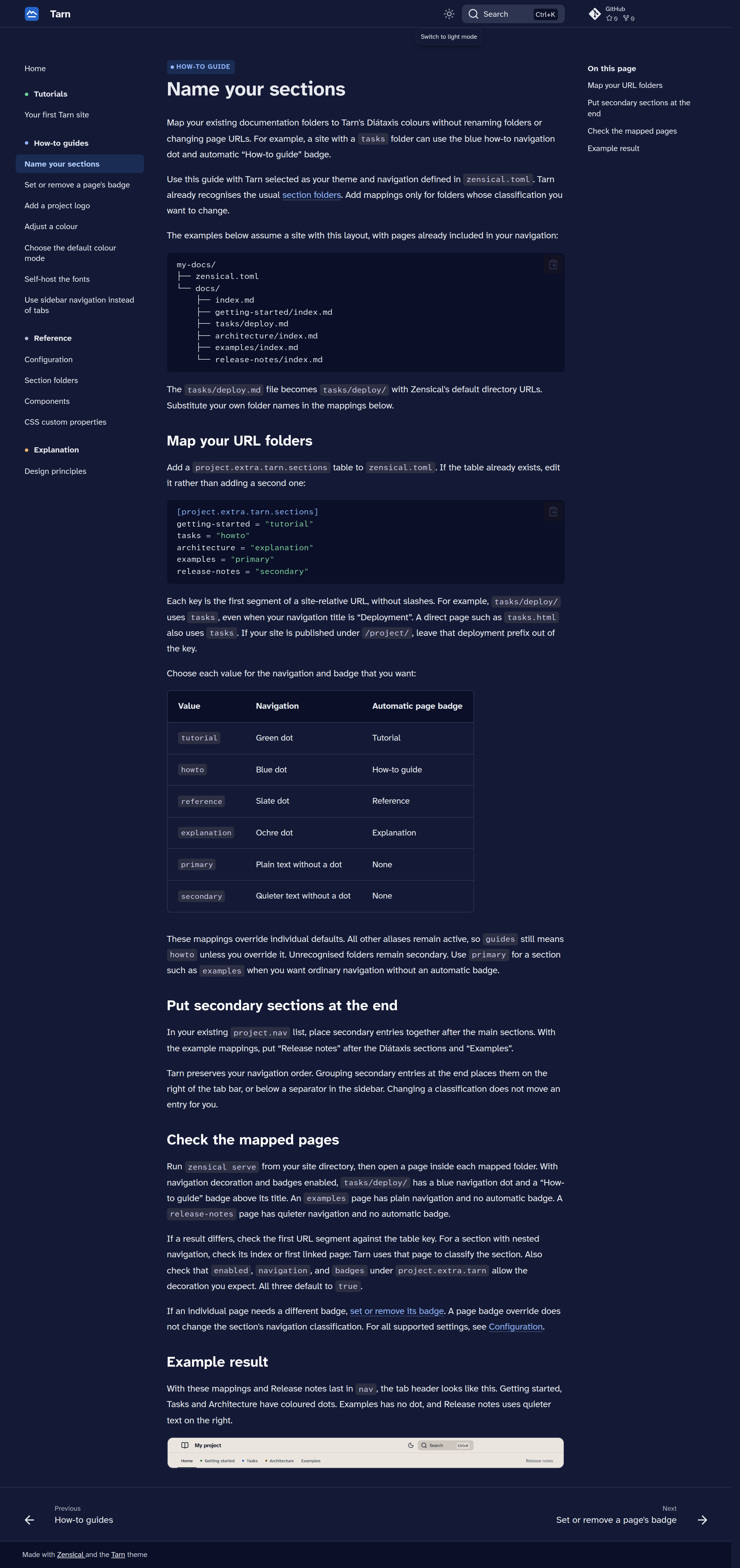 Sidebar navigation, dark