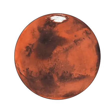 Mars rotating at its true axial tilt