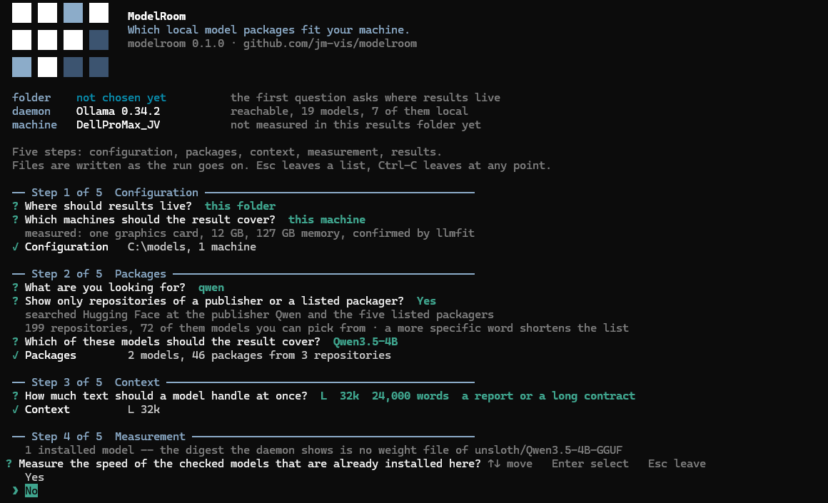 Step 4: measure the speed of the chosen models the local daemon already has
