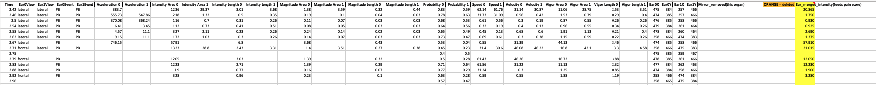 Summary spreadsheet