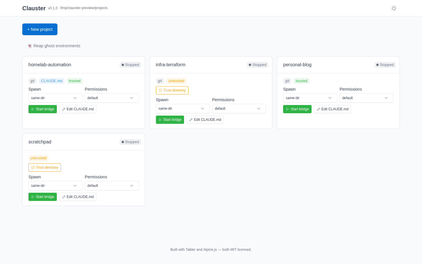 Dashboard, light theme