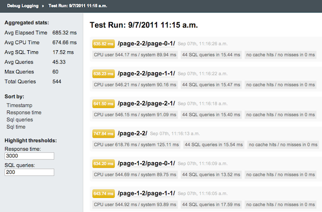 Debug Logging aggregated stats