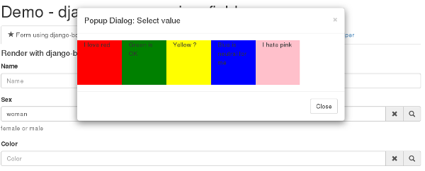 Dialog for select color
