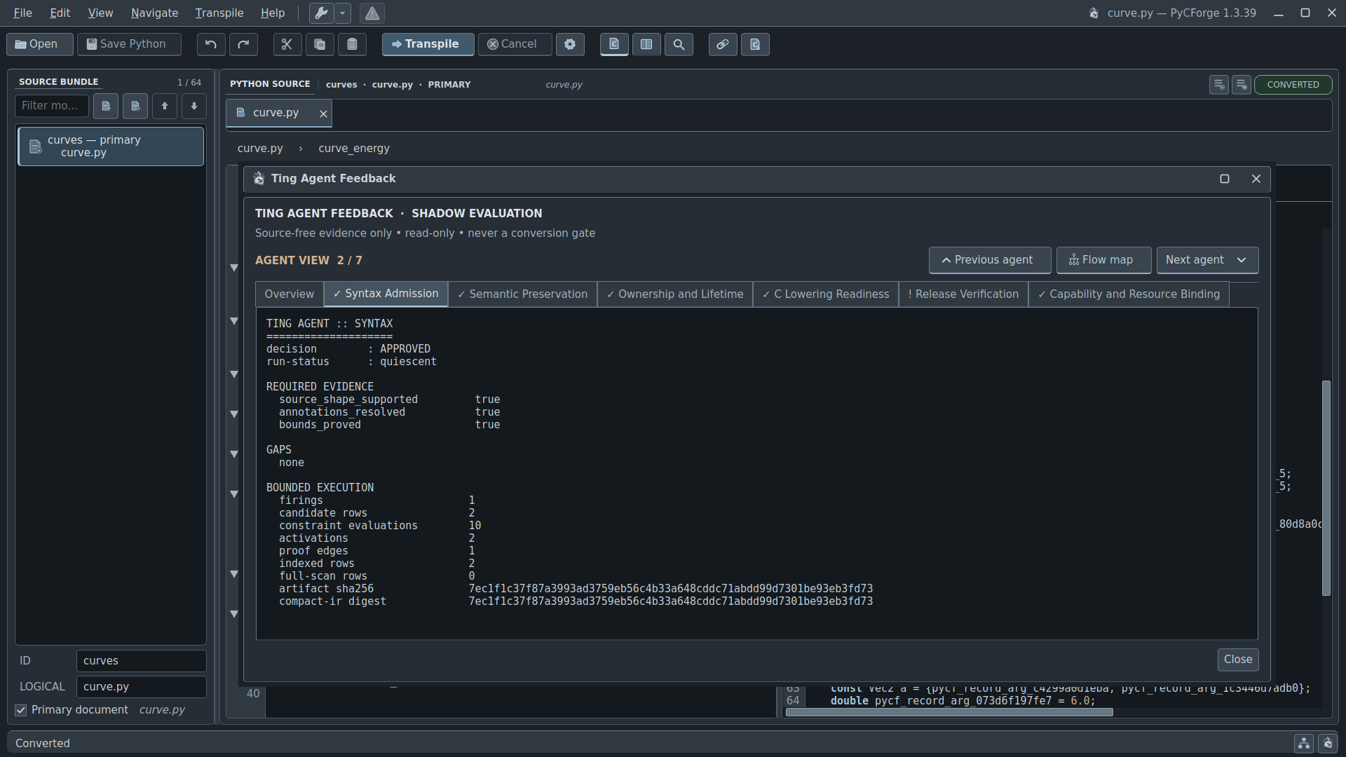 PyCForge v1.3.39 Ting evidence
