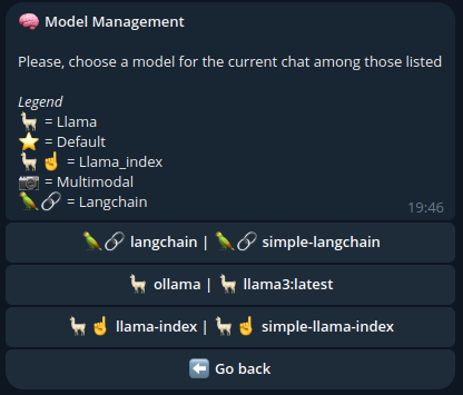 Answer expected when navigating to the `Chat Settings/Model Management` section, for `quackamollie[common]` install