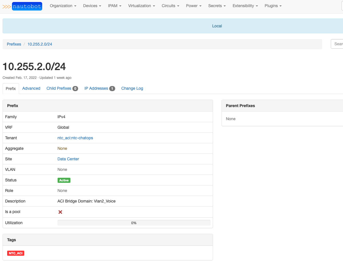 Imported Prefixes with ACI Attributes