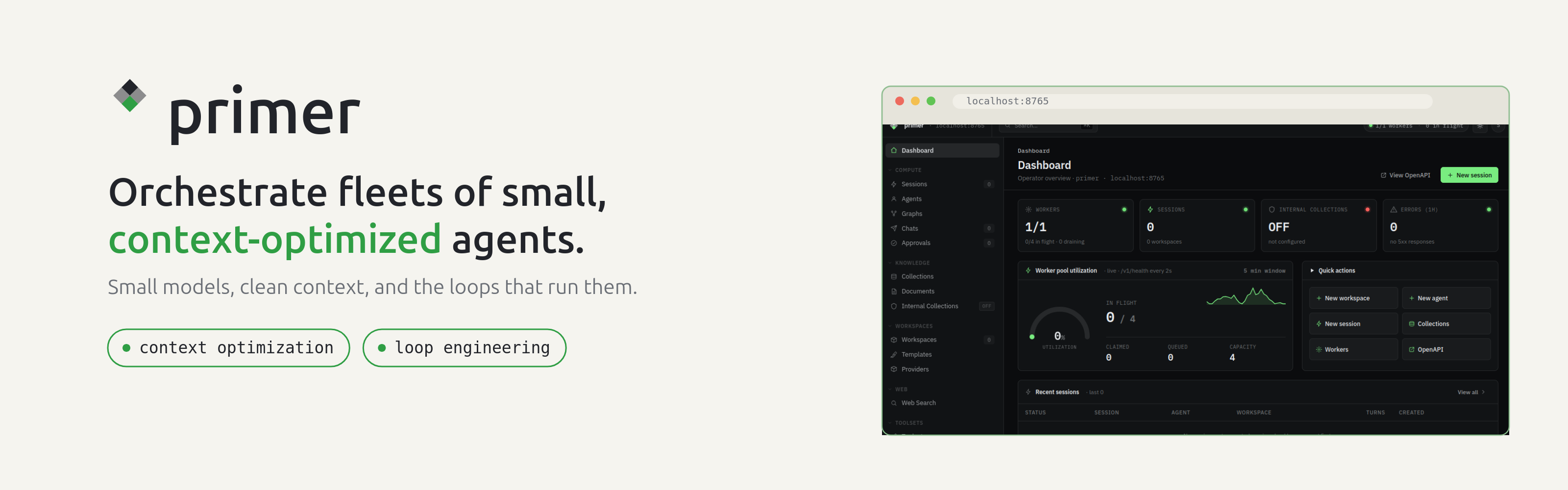 Primer - orchestrate fleets of small, context-optimized agents