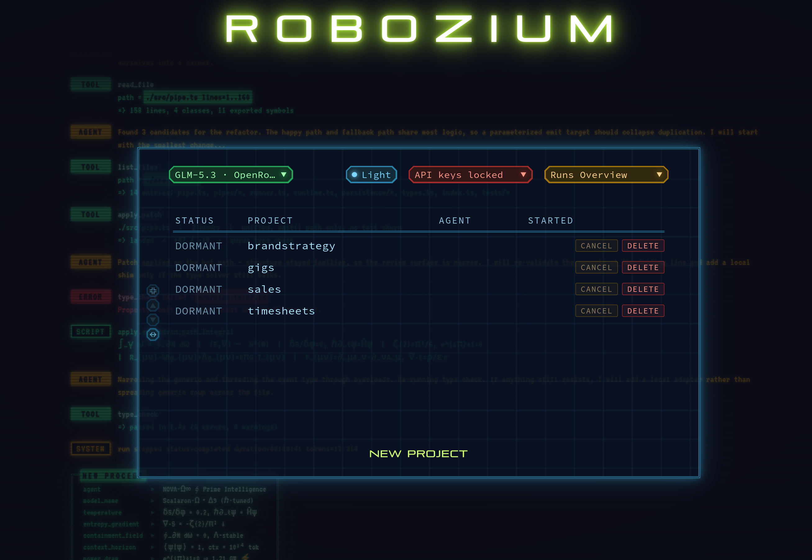 Robozium runs overview