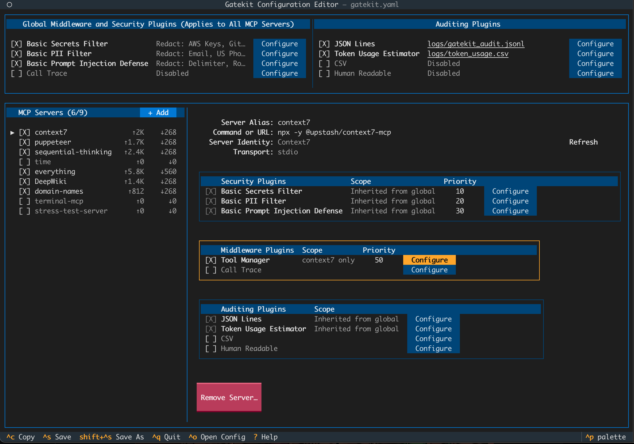 Gatekit configuration editor