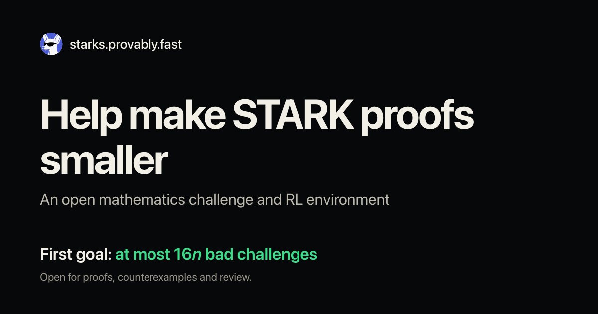 starks.provably.fast: the live challenge card