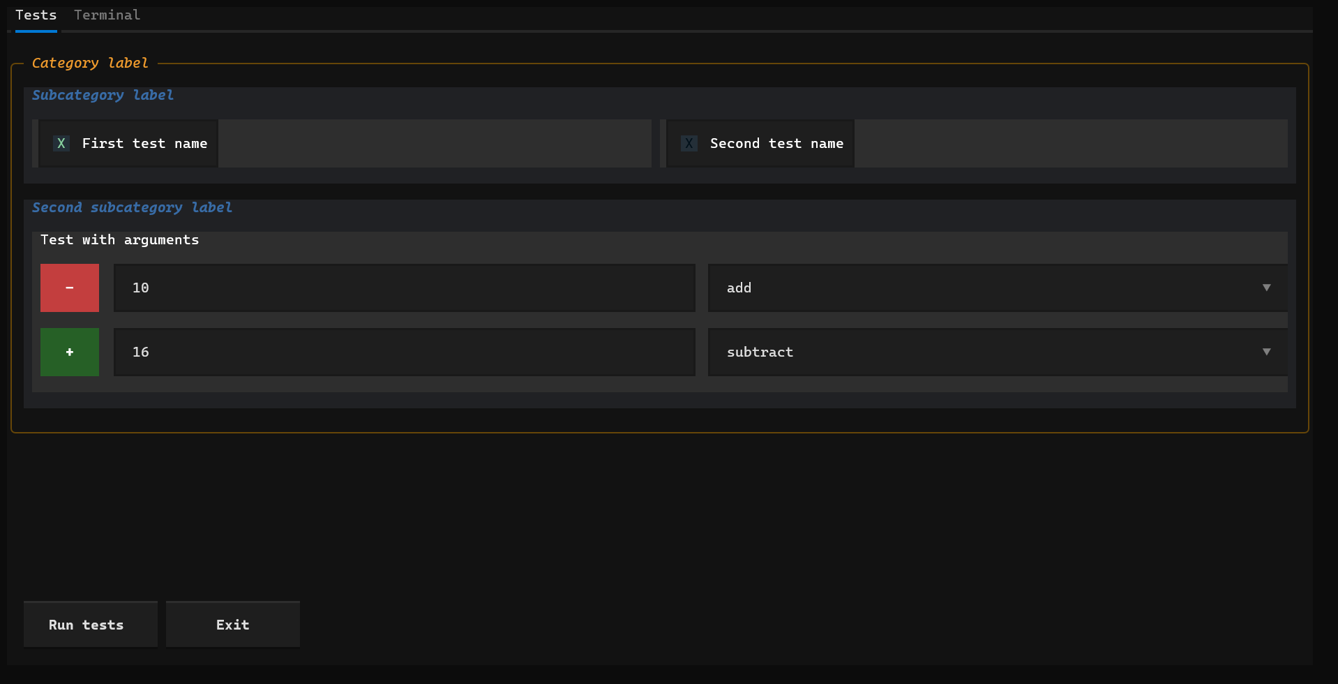 pytest-tui-runner main view