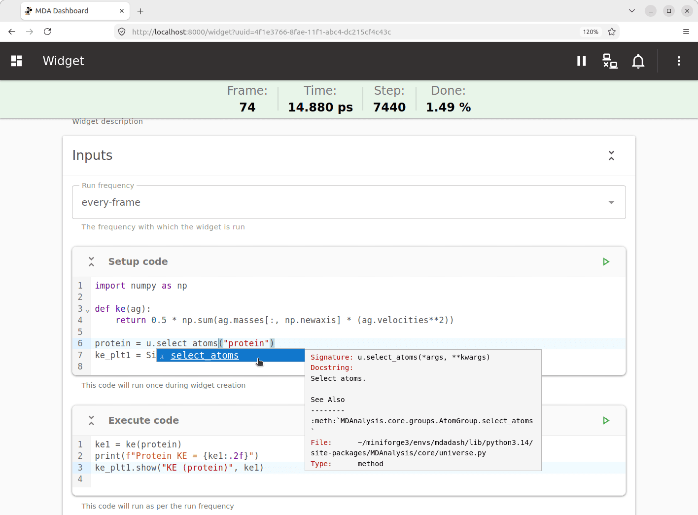 mdadash - Custom Code Widget