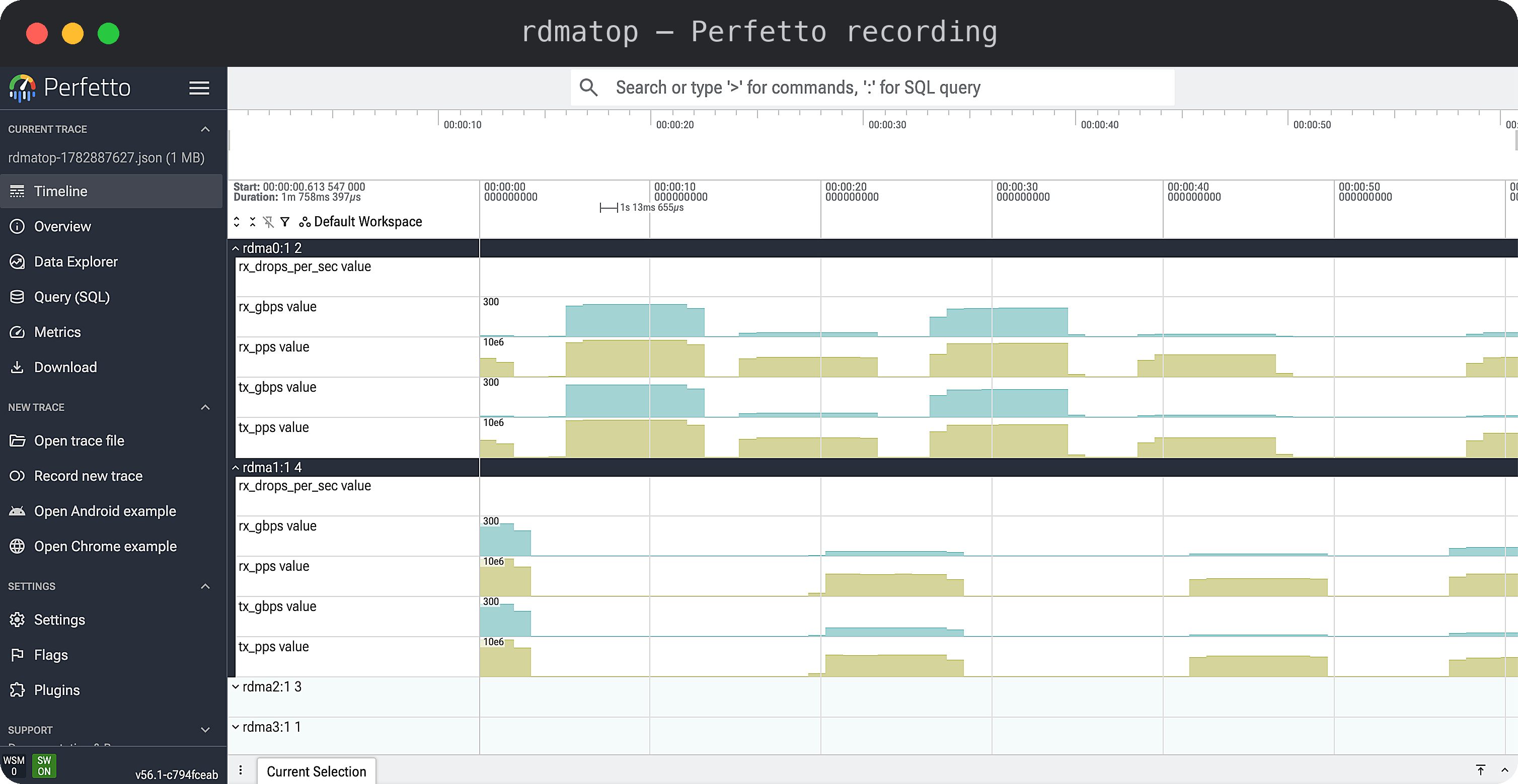 rdmatop Perfetto recording