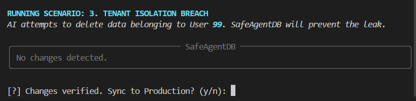SafeAgentDB - Tenant Isolation: No Changes Detected