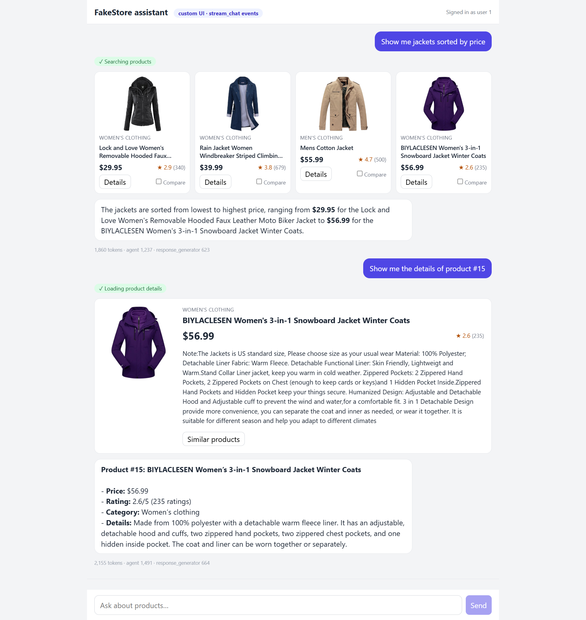 FakeStore shopping assistant built with Bootstrap Agent SDK