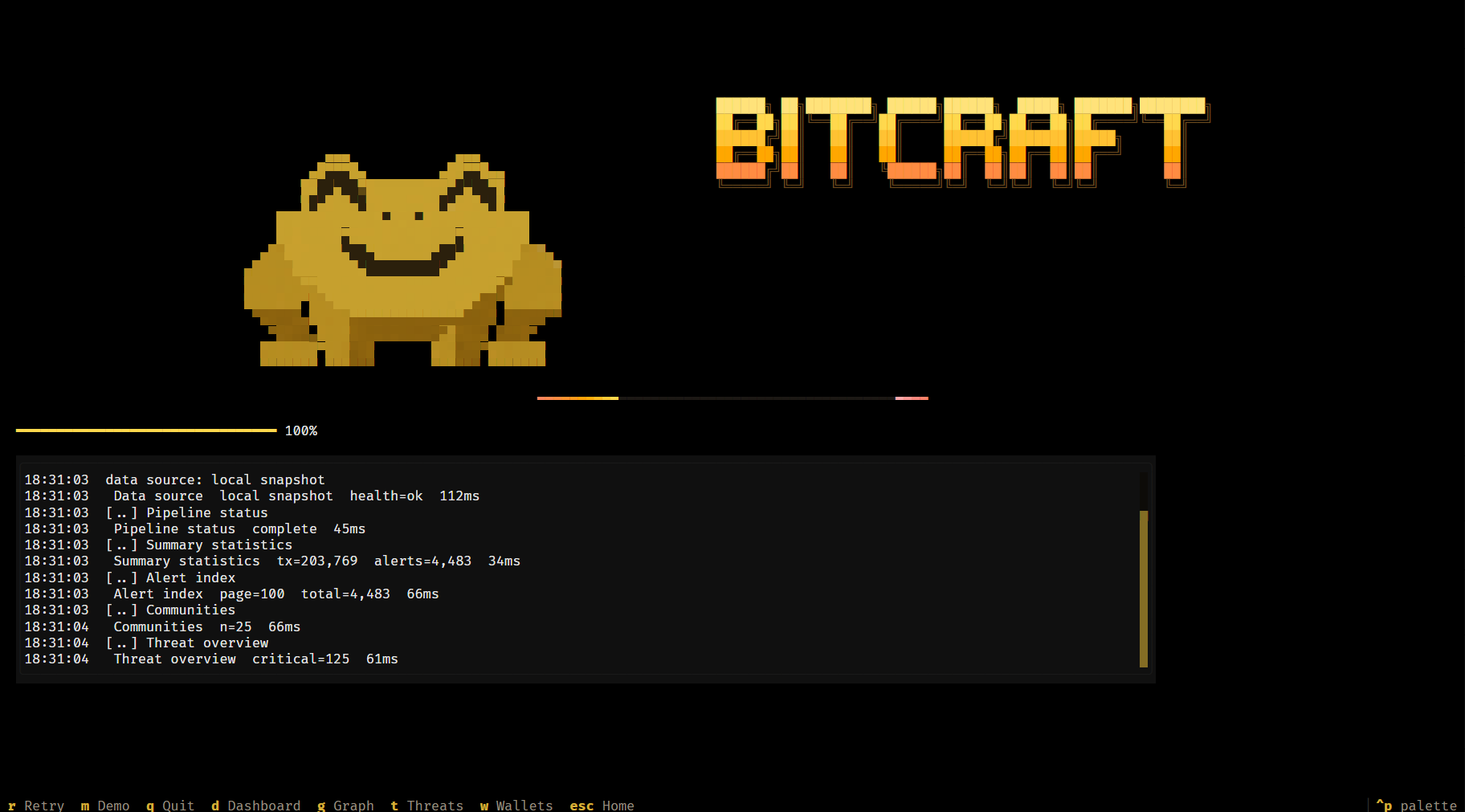 Boot: data source, pipeline and alert checks while BitCraft starts