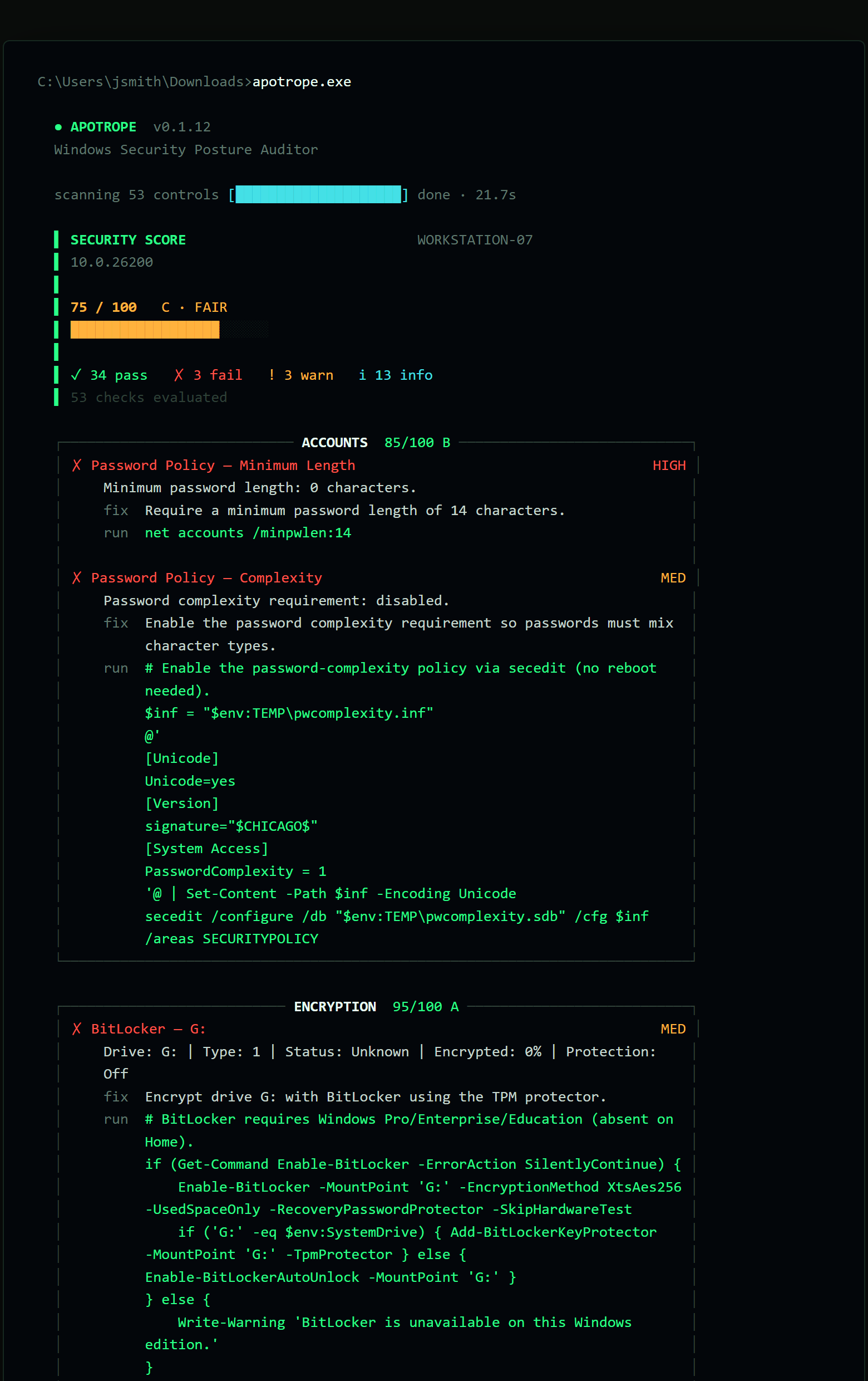 Apotrope scan overview