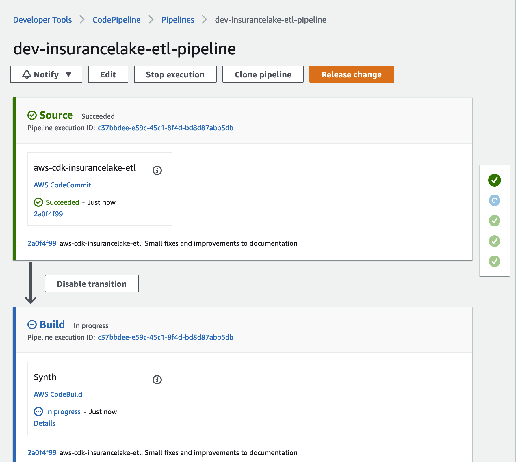 ETL CodePipeline progress