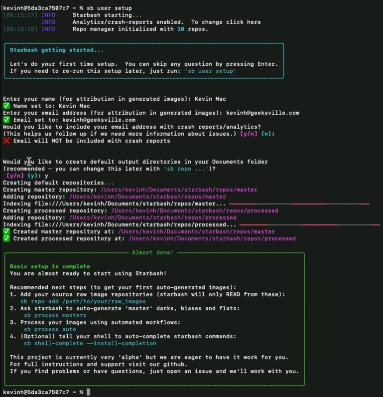 user setup