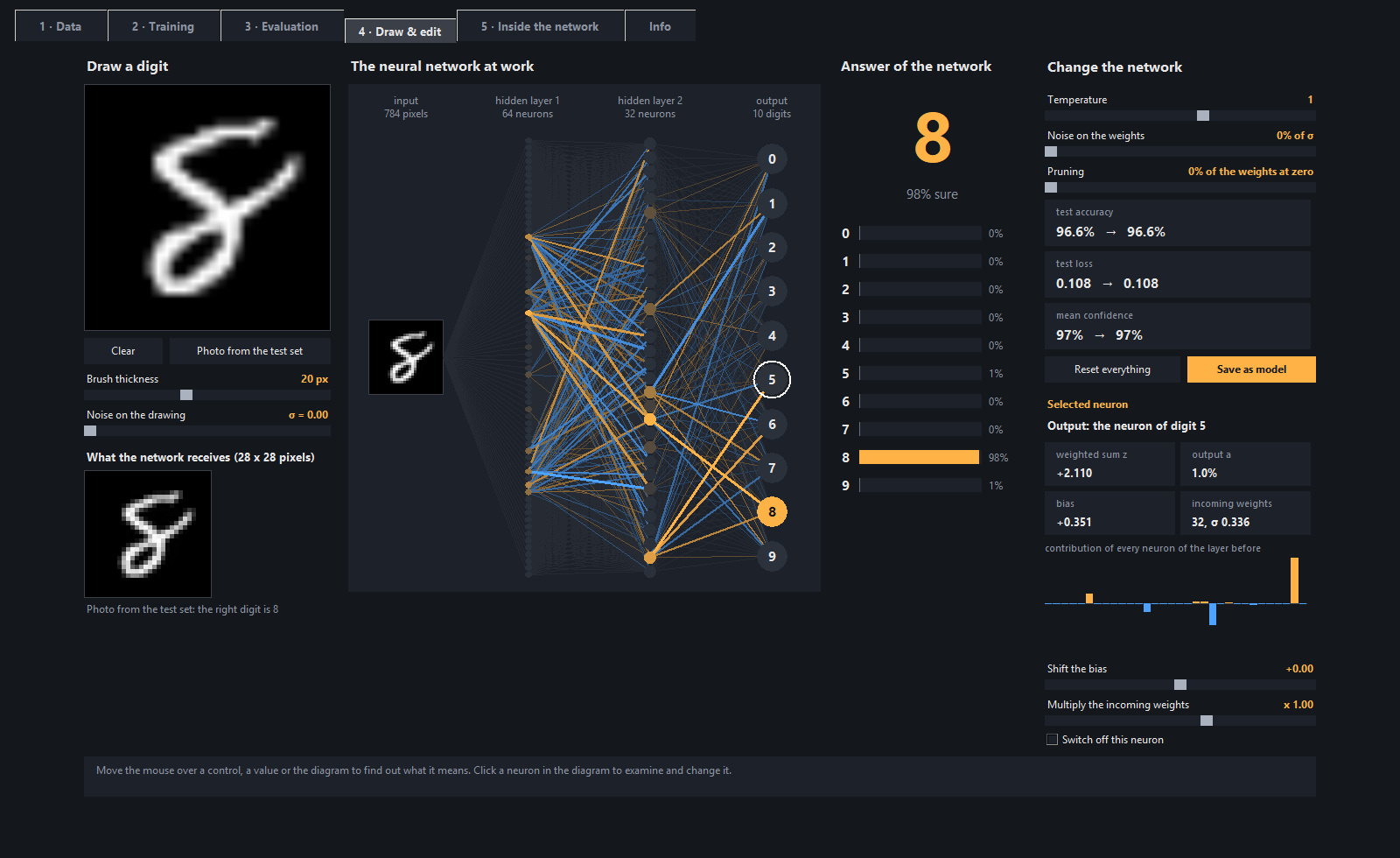 Draw & edit tab — drawing board and network diagram