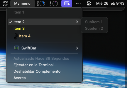 Swiftbarmenu Screenshot