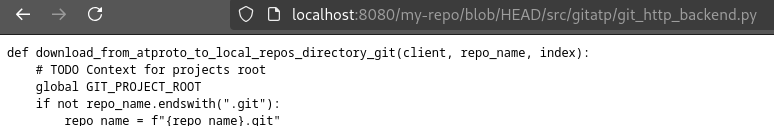 Screenshot of web view of code