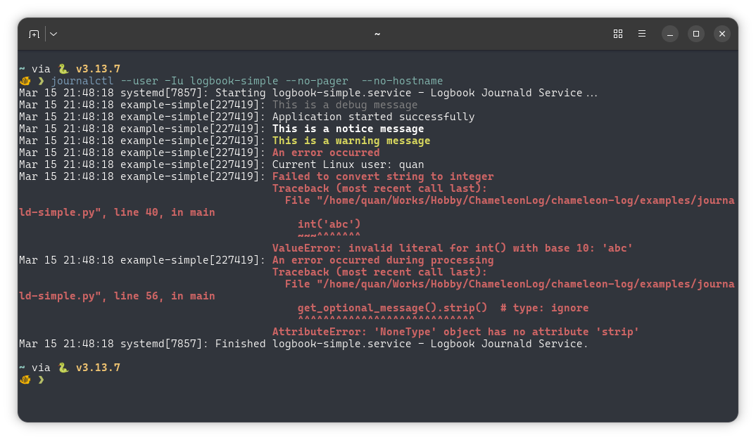 Journald Simple Output