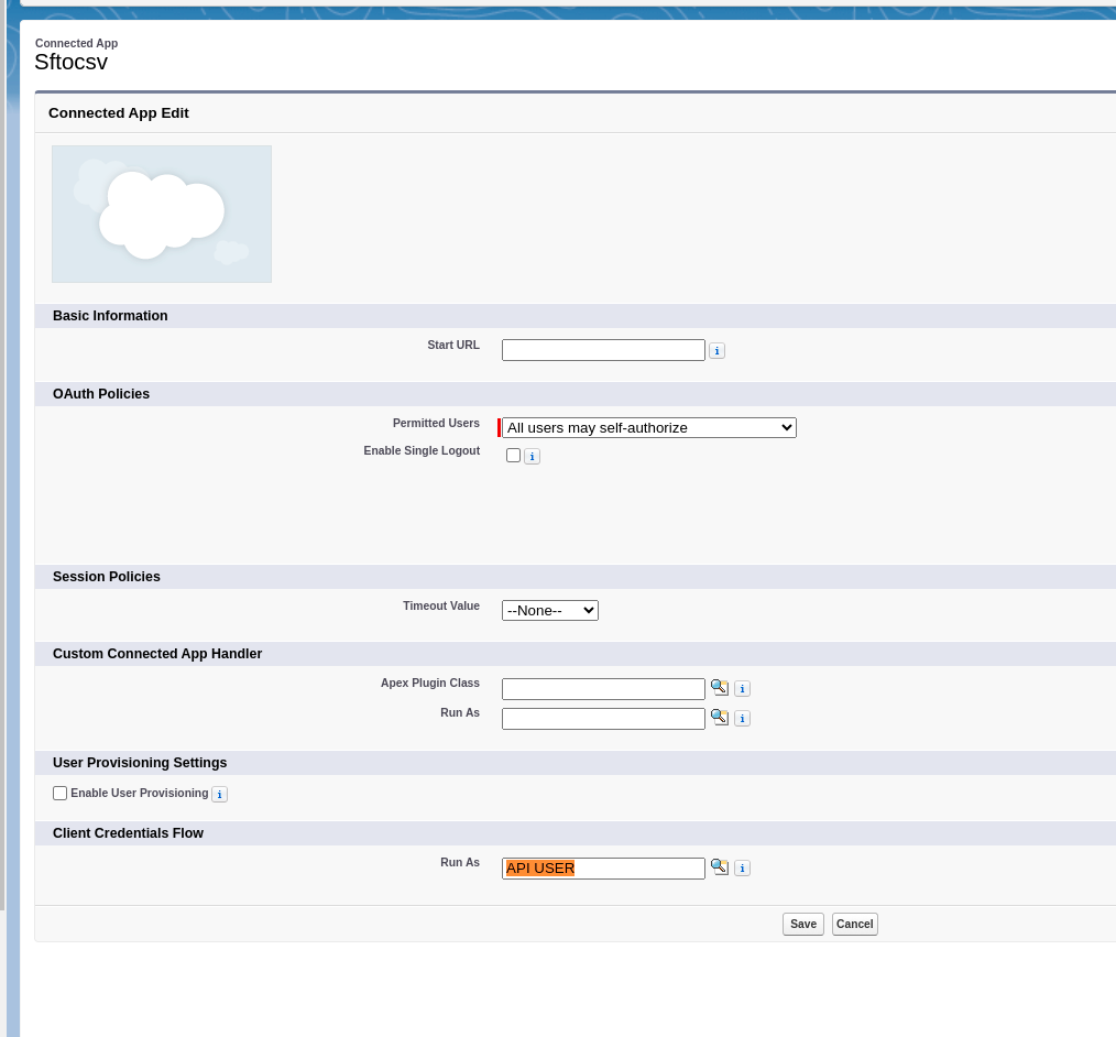 Change 'Run As' to API User