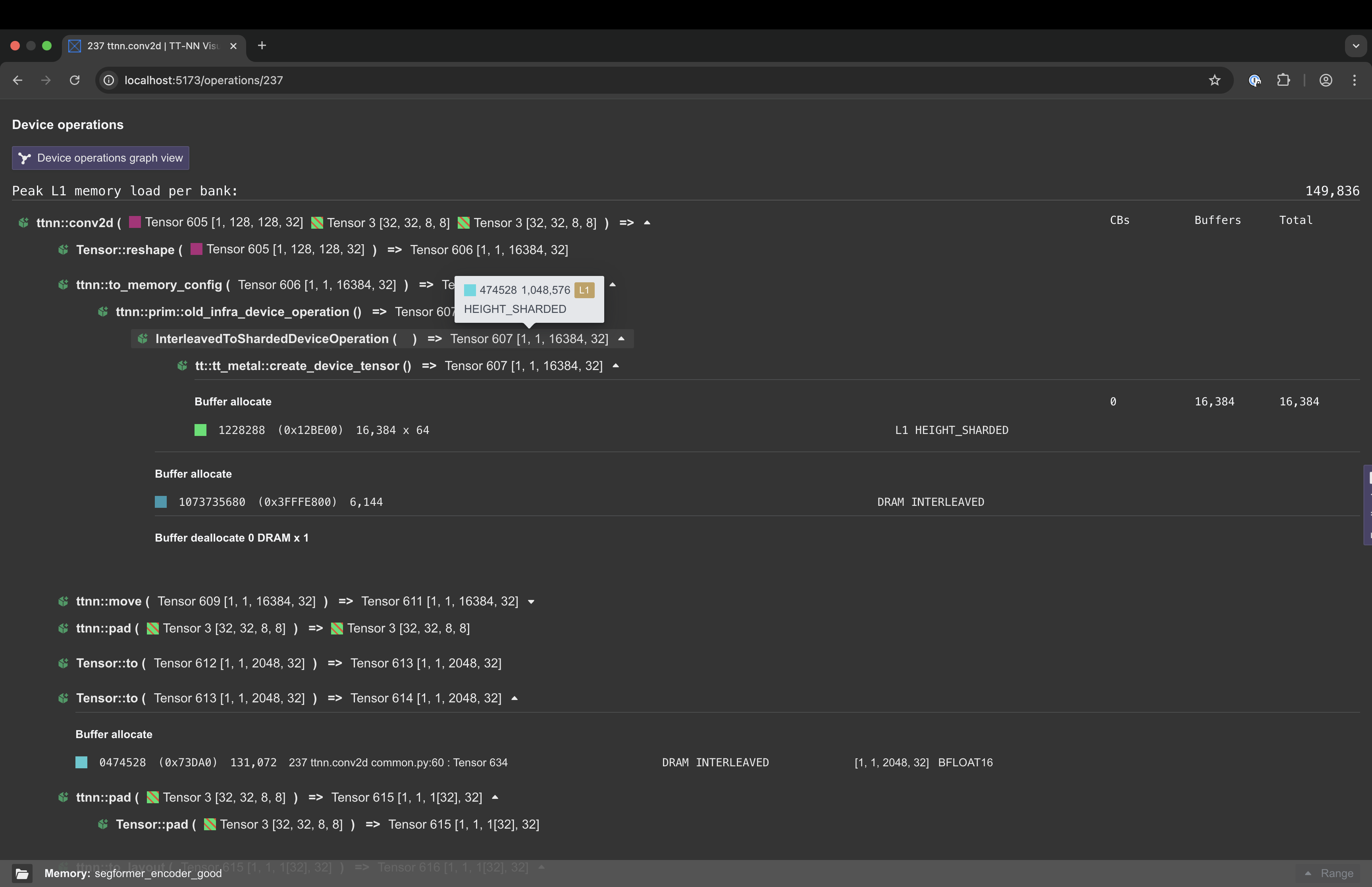 Device operations with memory consumption