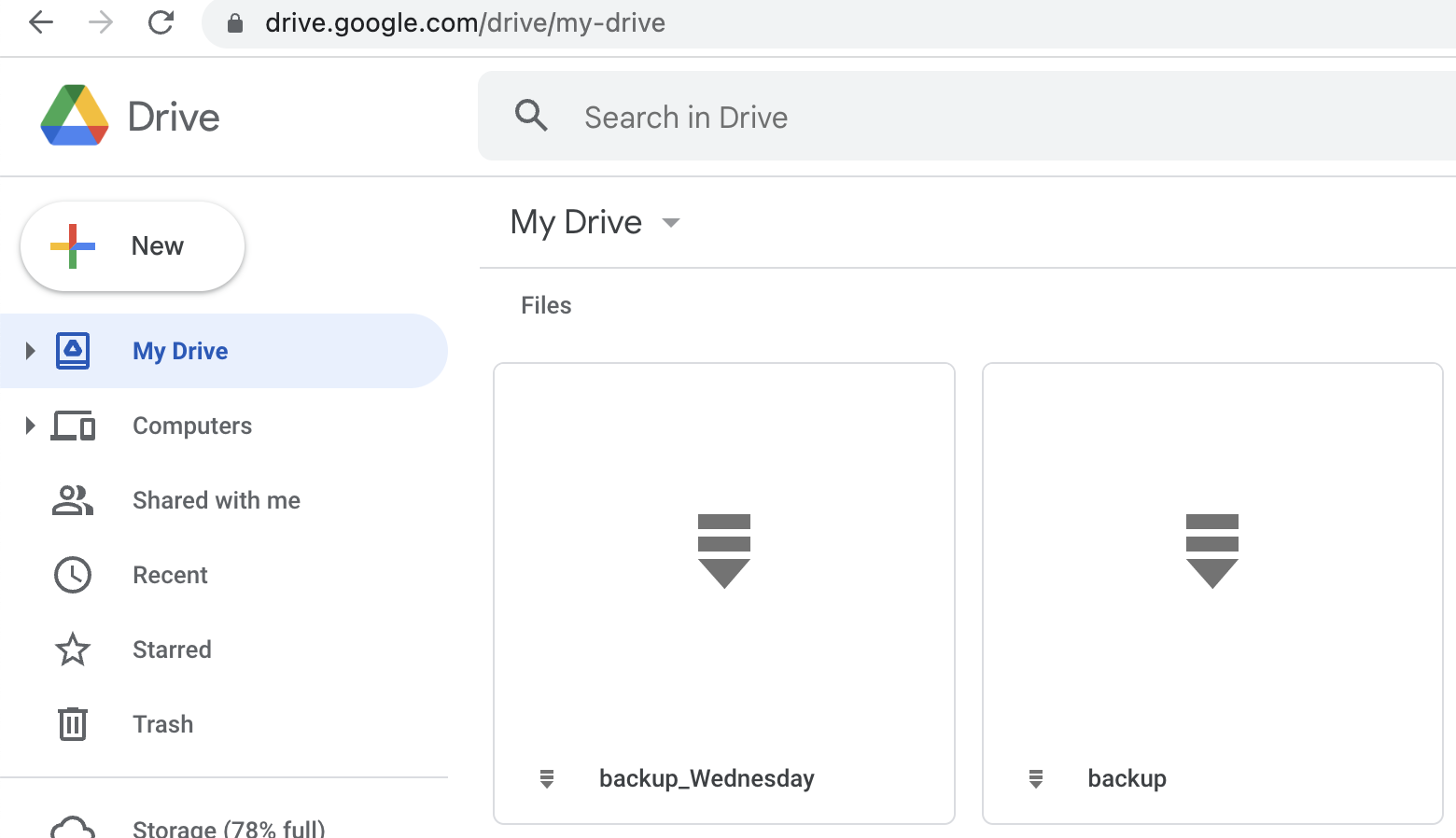 Backup in Google Drive