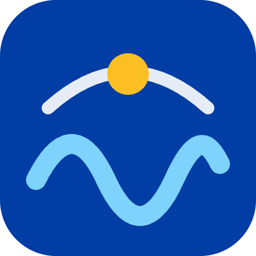 IonoFlux official logo: sun and radio waves on a blue background