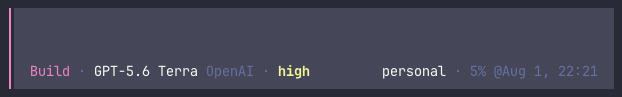 Active account and usage in the session prompt
