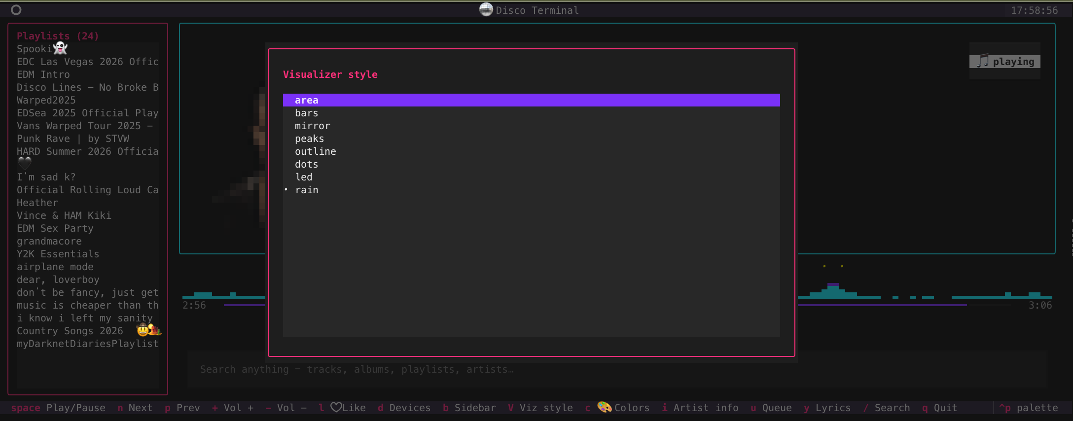Visualizer style picker
