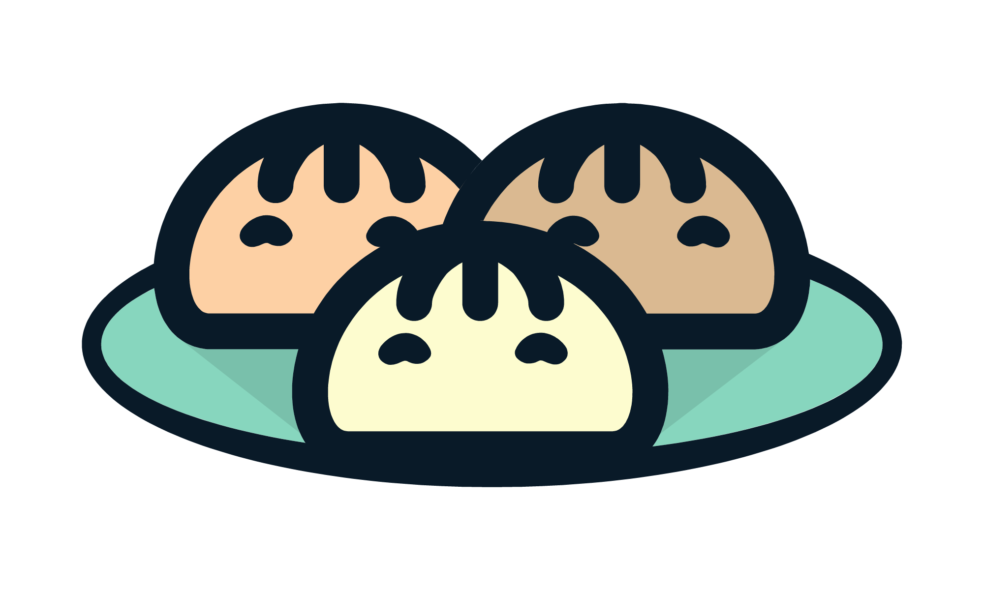 OpenBao logo, drawing of 3 small bao with simple eyes personifying them