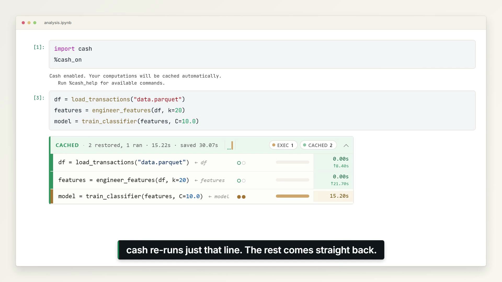 Play the 30-second video of cash in a notebook