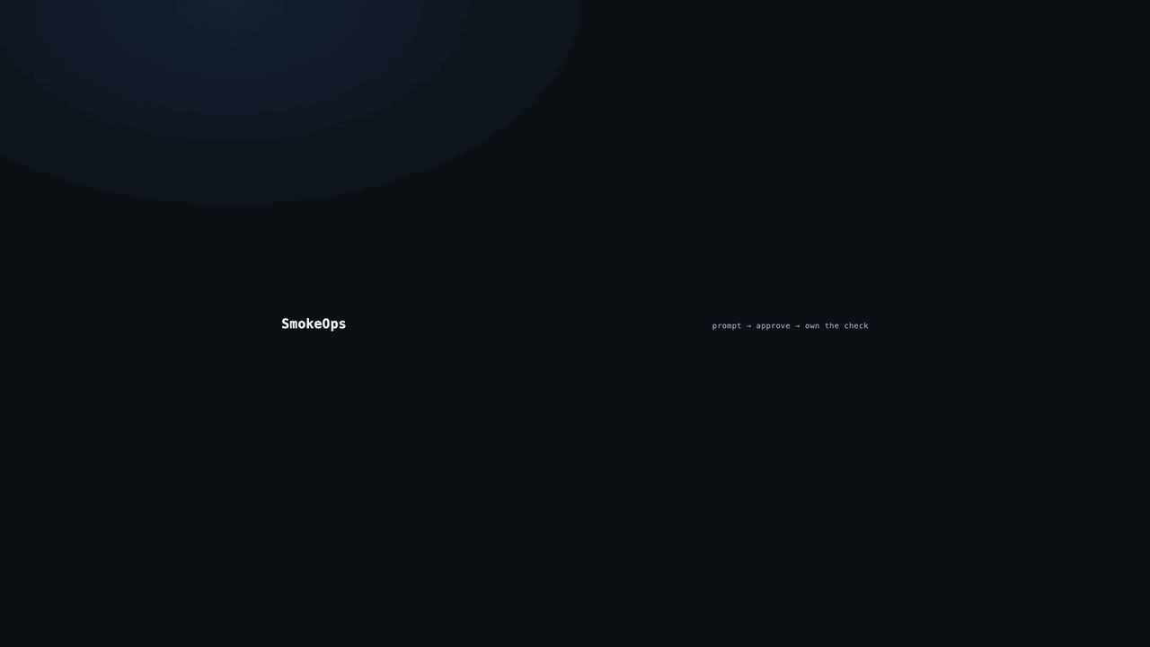 SmokeOps demo: create a multi-page check from a prompt, approve it, then run it