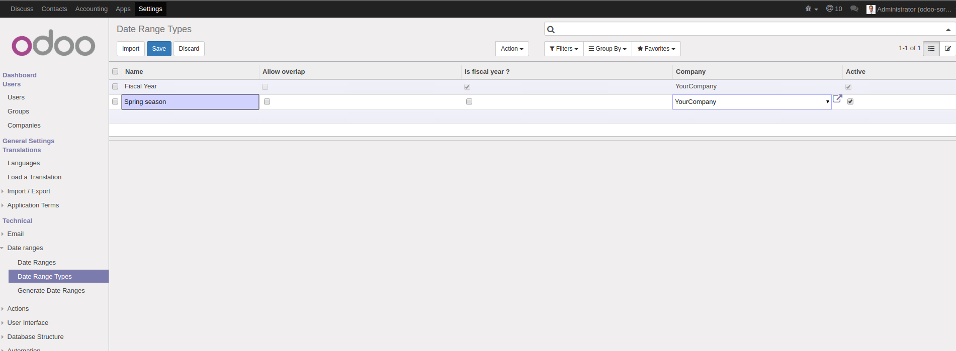 Create a type of date range