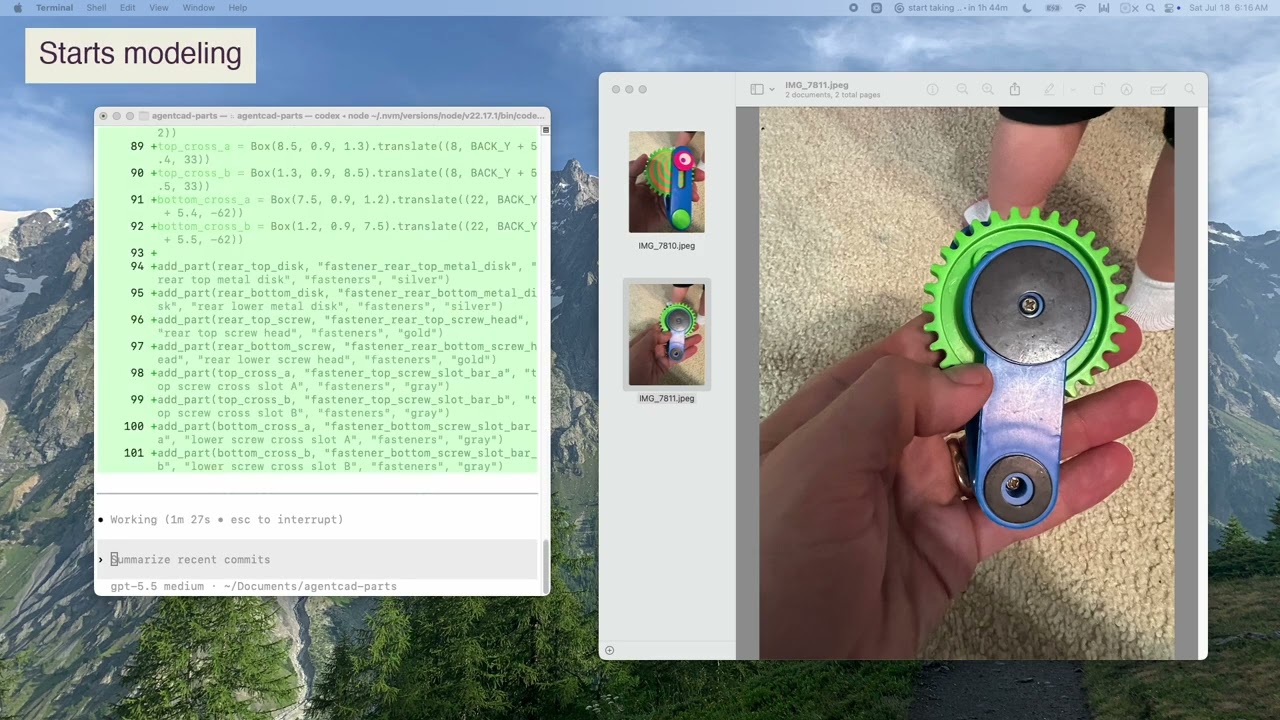 Watch agentcad parts rebuild a toy assembly