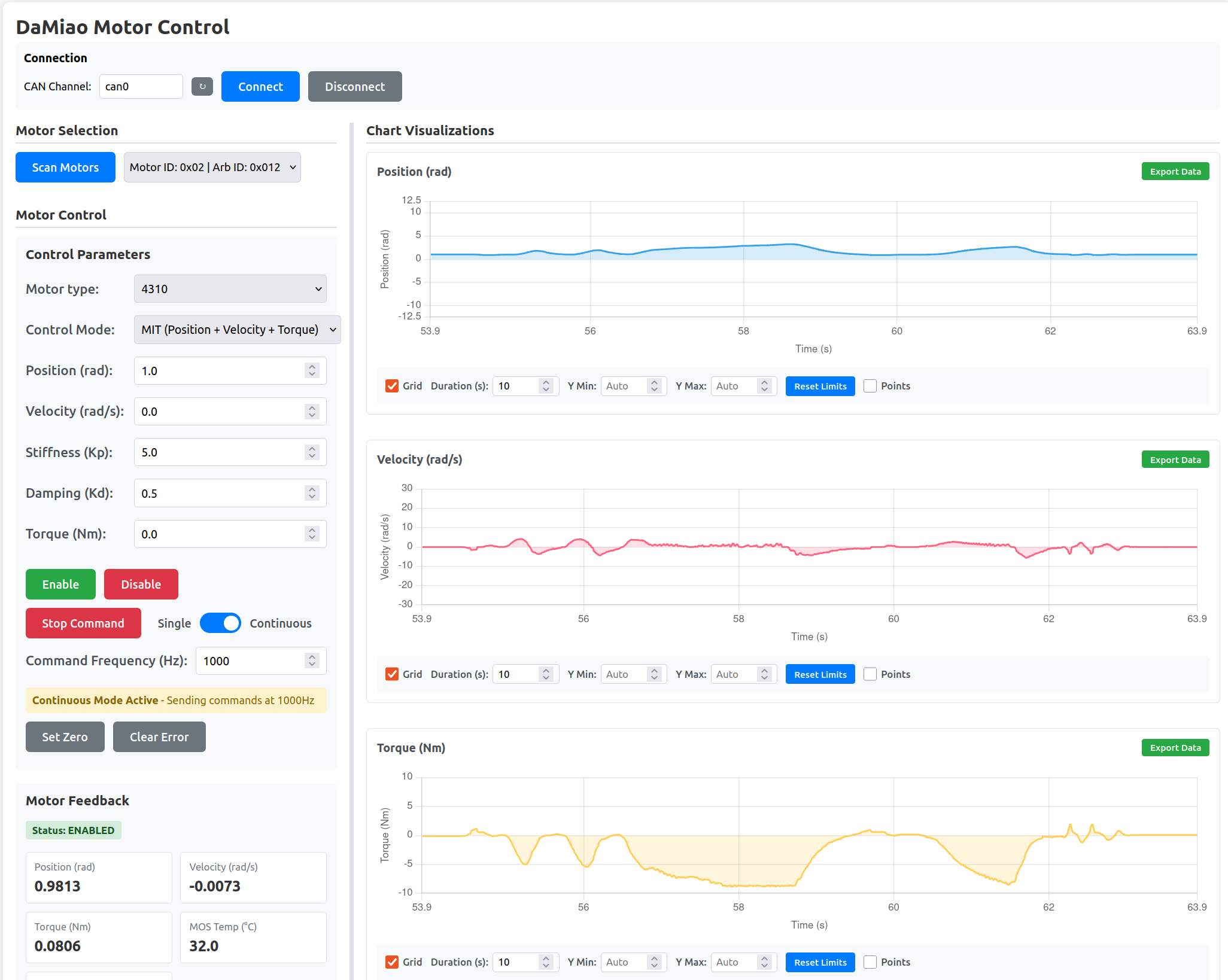 DaMiao Motor Control GUI