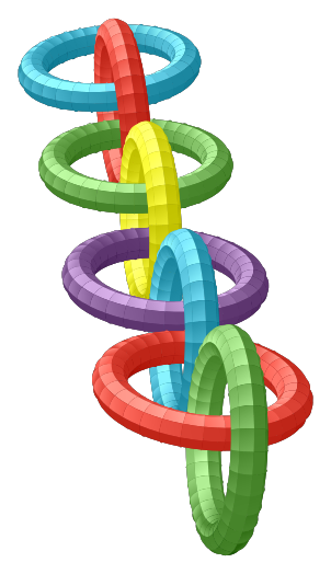 Eight linked rings rendered by ManimCE at 2.5 seconds