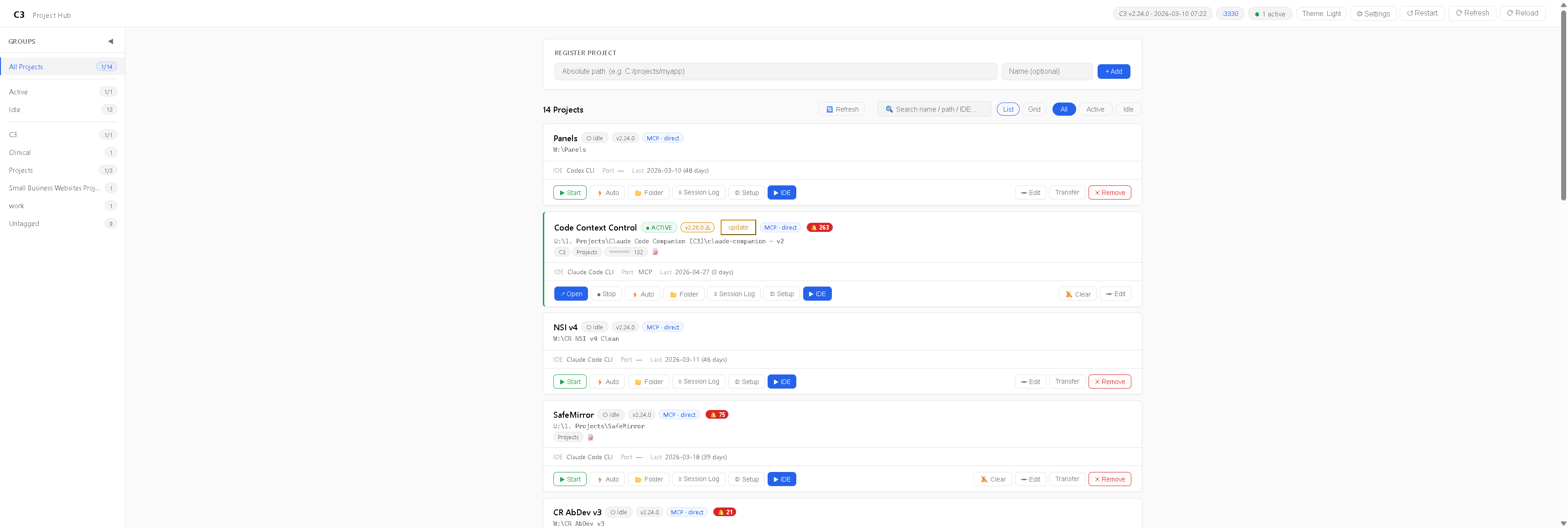 C3 Project Hub - all projects