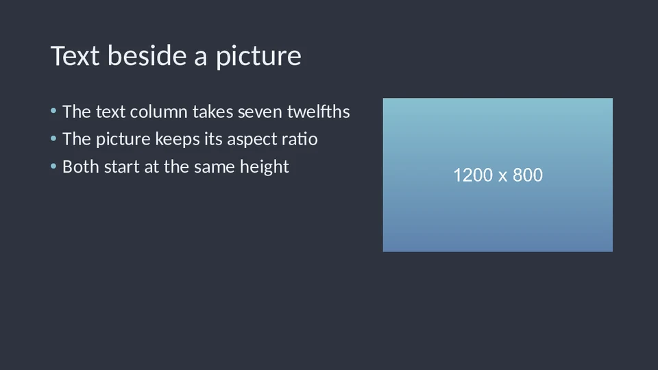Three bullets beside a picture that keeps its aspect ratio