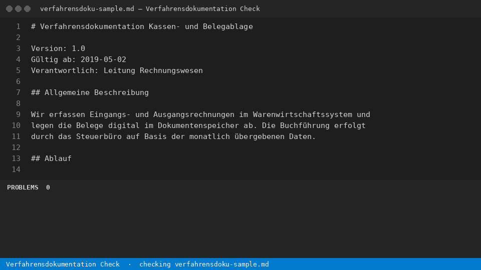 Verfahrensdokumentation Check — finds the line