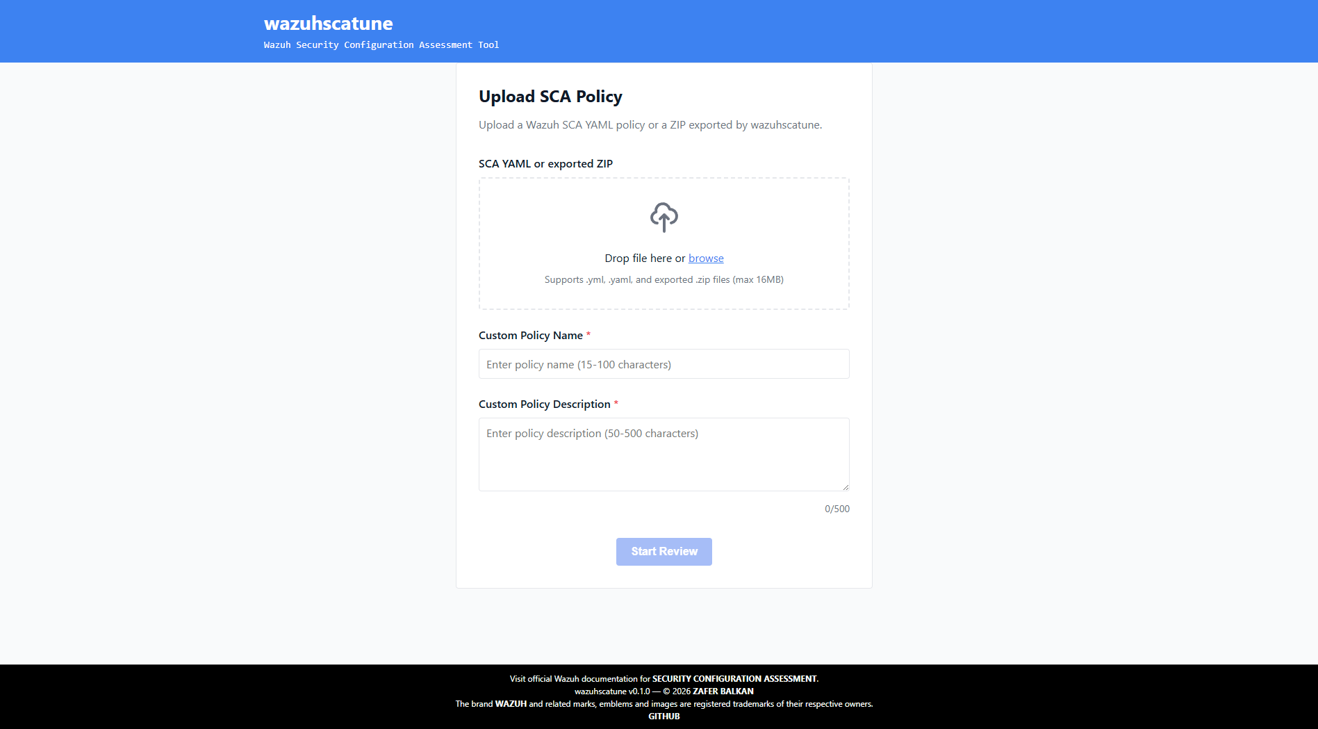 Upload Wazuh SCA file